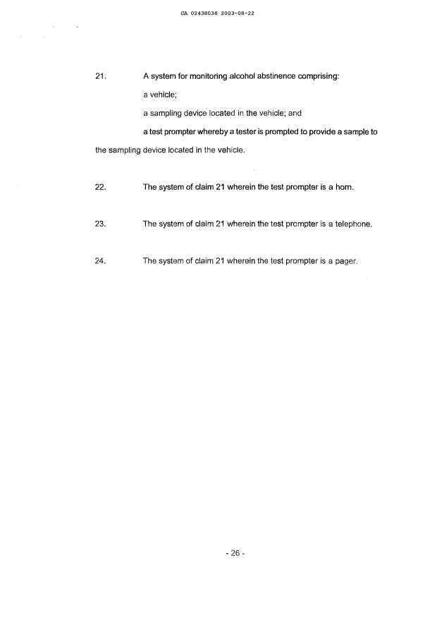 Document de brevet canadien 2438036. Revendications 20021222. Image 7 de 7