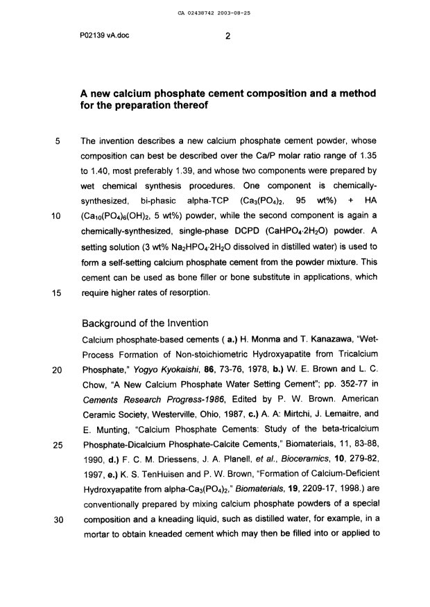 Document de brevet canadien 2438742. Description 20021225. Image 1 de 12