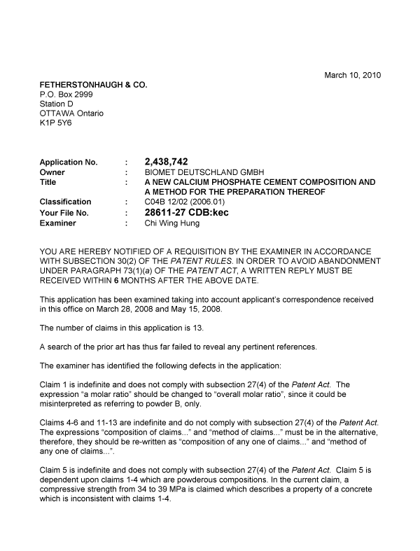 Canadian Patent Document 2438742. Prosecution-Amendment 20091210. Image 1 of 2