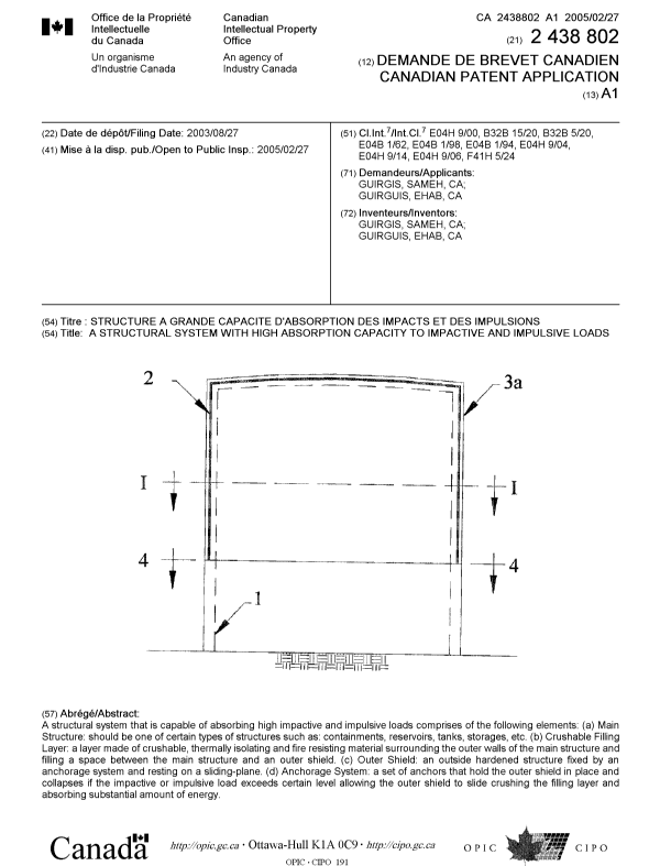 Document de brevet canadien 2438802. Page couverture 20050208. Image 1 de 1