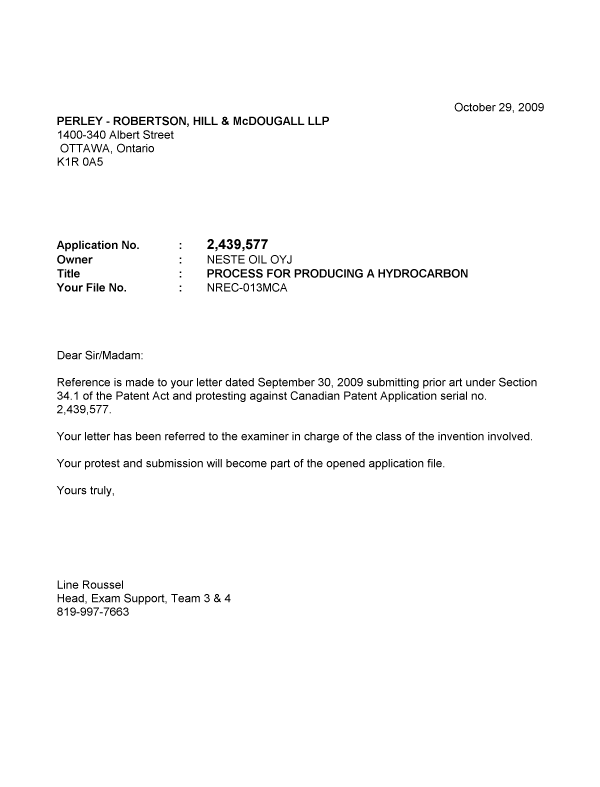 Canadian Patent Document 2439577. Prosecution-Amendment 20091029. Image 2 of 2