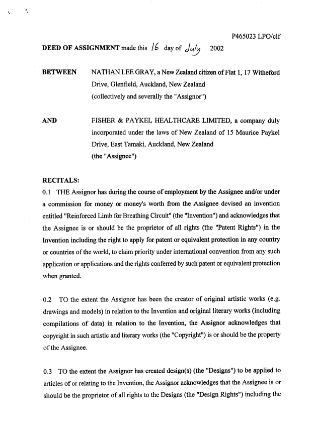 Document de brevet canadien 2439765. Cession 20021220. Image 2 de 5
