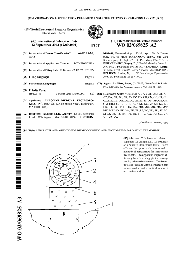 Canadian Patent Document 2439882. Abstract 20021202. Image 1 of 2