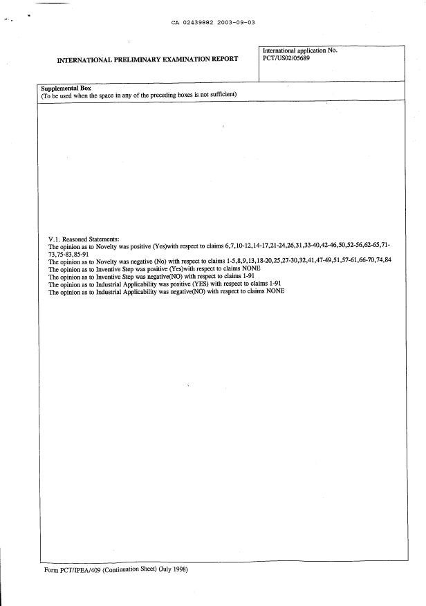 Document de brevet canadien 2439882. PCT 20030903. Image 4 de 4