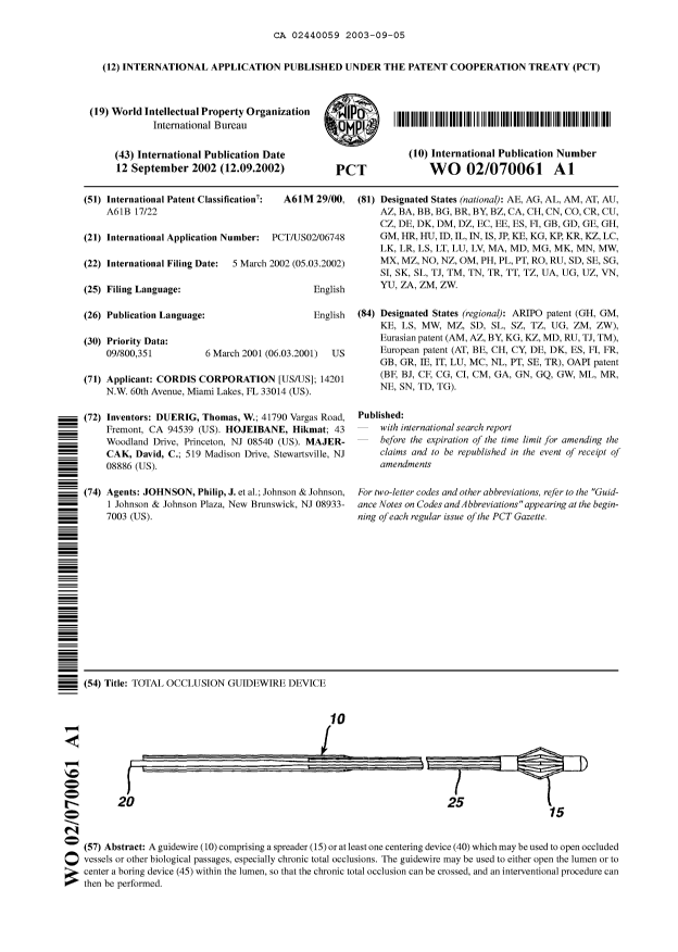 Document de brevet canadien 2440059. Abrégé 20030905. Image 1 de 1