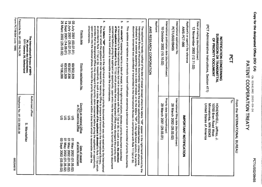 Document de brevet canadien 2441982. PCT 20021224. Image 2 de 13