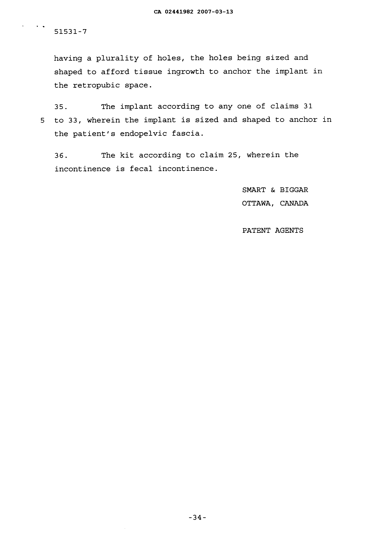 Document de brevet canadien 2441982. Poursuite-Amendment 20061213. Image 13 de 13