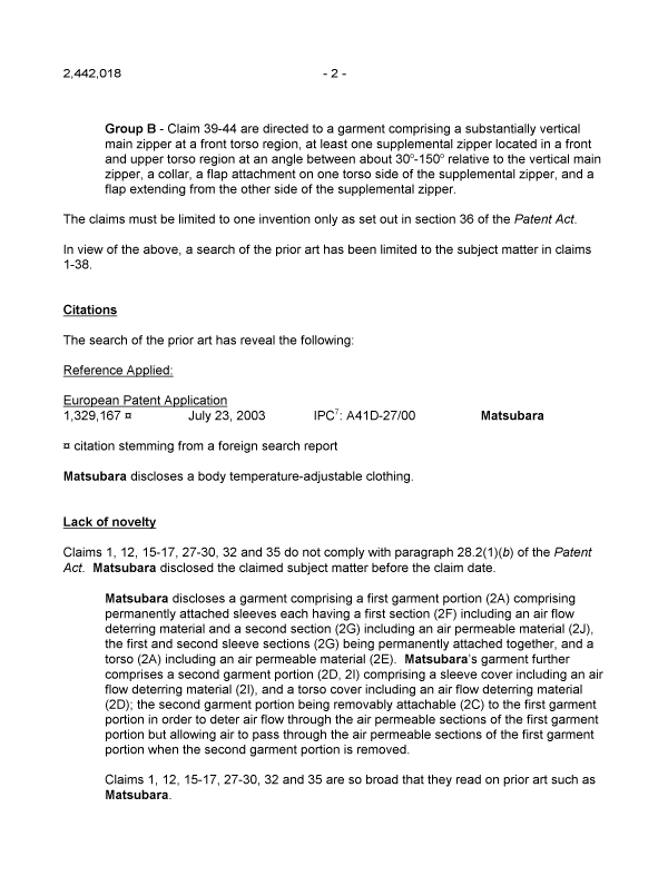 Canadian Patent Document 2442018. Prosecution-Amendment 20051221. Image 2 of 4