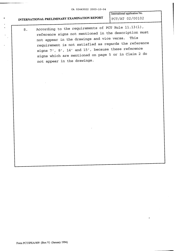 Canadian Patent Document 2443022. PCT 20031004. Image 7 of 7