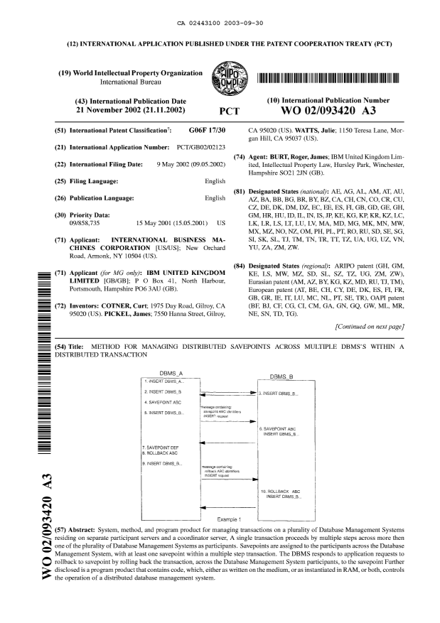 Document de brevet canadien 2443100. Abrégé 20030930. Image 1 de 2