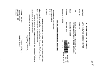 Document de brevet canadien 2443337. Poursuite-Amendment 20021225. Image 1 de 1