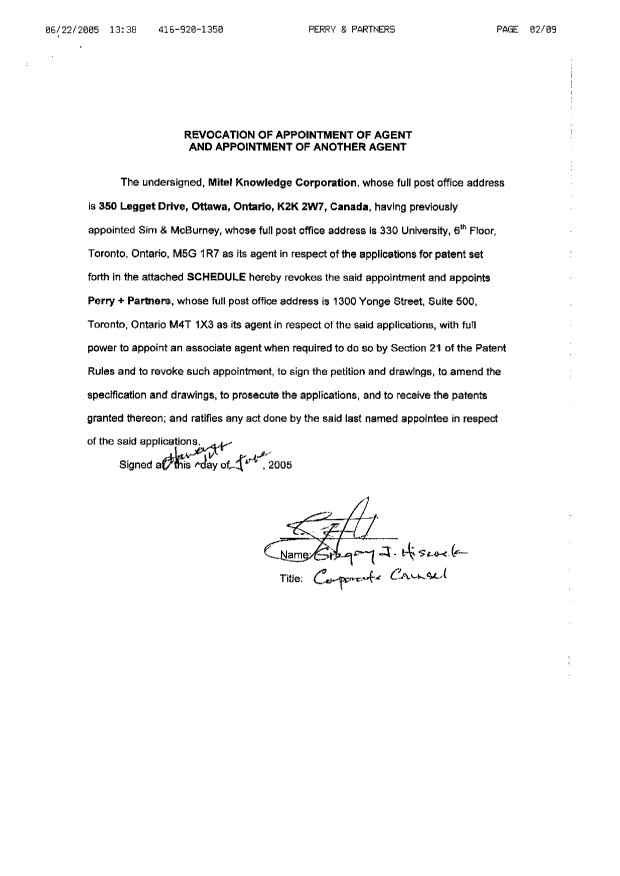 Canadian Patent Document 2443337. Correspondence 20041222. Image 2 of 9