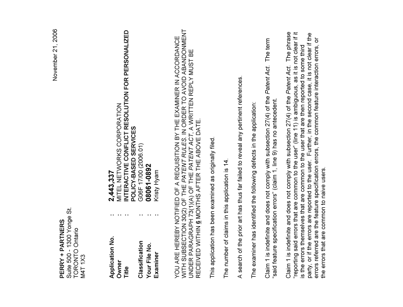 Canadian Patent Document 2443337. Prosecution-Amendment 20051221. Image 1 of 2