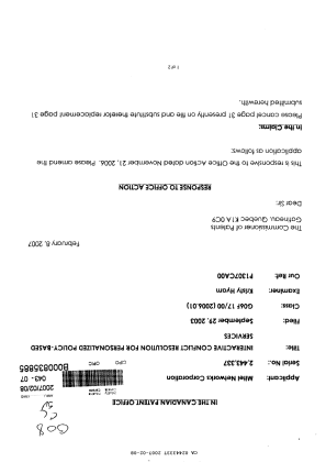 Canadian Patent Document 2443337. Prosecution-Amendment 20061208. Image 1 of 3