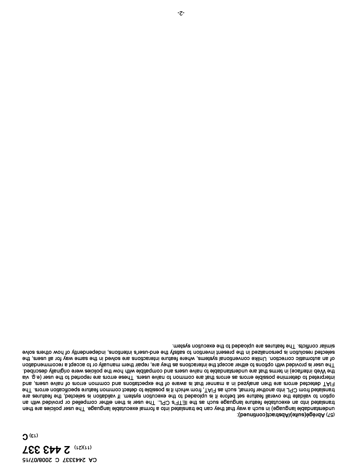 Document de brevet canadien 2443337. Page couverture 20071217. Image 2 de 2