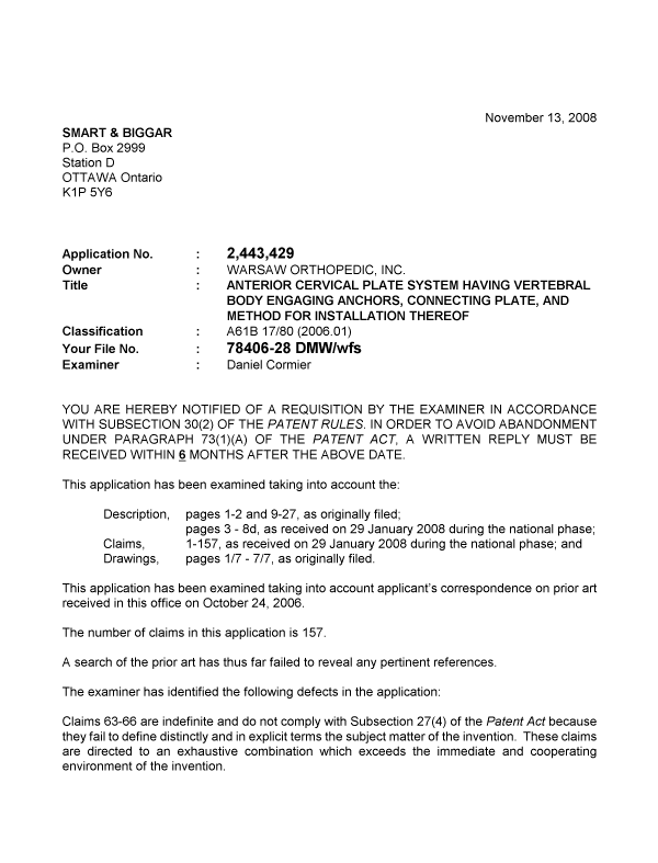 Canadian Patent Document 2443429. Prosecution-Amendment 20071213. Image 1 of 2