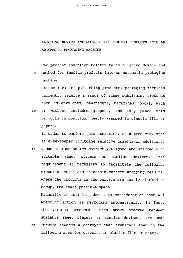 Document de brevet canadien 2444038. Description 20031008. Image 1 de 10