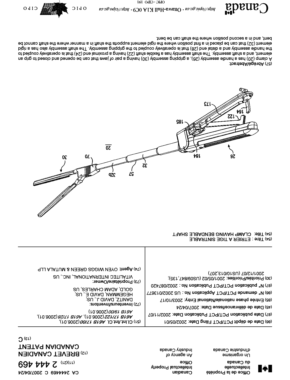 Canadian Patent Document 2444469. Cover Page 20061210. Image 1 of 1