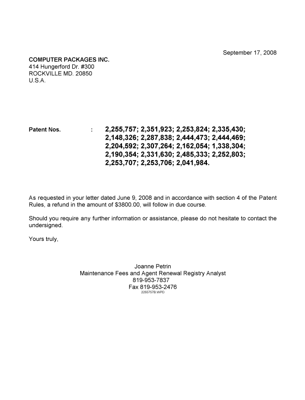 Canadian Patent Document 2444469. Correspondence 20071217. Image 1 of 1