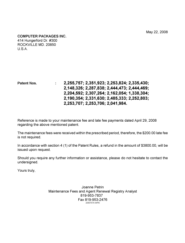 Canadian Patent Document 2444469. Correspondence 20071222. Image 1 of 1