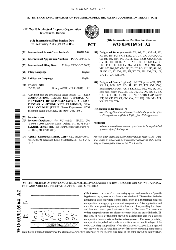 Document de brevet canadien 2444660. Abrégé 20031016. Image 1 de 1