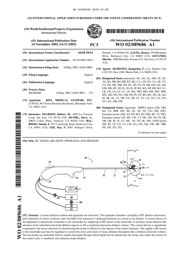 Canadian Patent Document 2445392. Abstract 20031028. Image 1 of 1