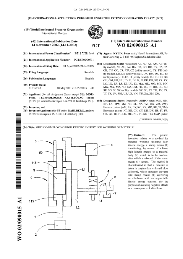 Canadian Patent Document 2446119. Abstract 20031031. Image 1 of 2