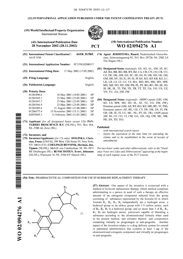 Document de brevet canadien 2447178. Abrégé 20031117. Image 1 de 1