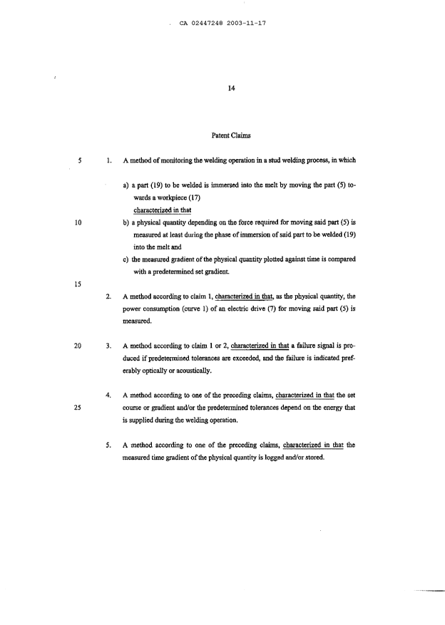 Document de brevet canadien 2447248. Revendications 20031117. Image 1 de 2