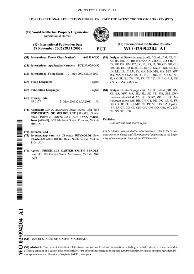 Document de brevet canadien 2447751. Abrégé 20031119. Image 1 de 1