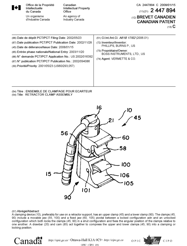 Canadian Patent Document 2447894. Cover Page 20071218. Image 1 of 1