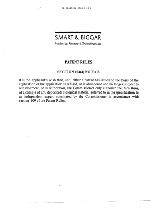 Canadian Patent Document 2447924. Prosecution-Amendment 20021219. Image 1 of 1