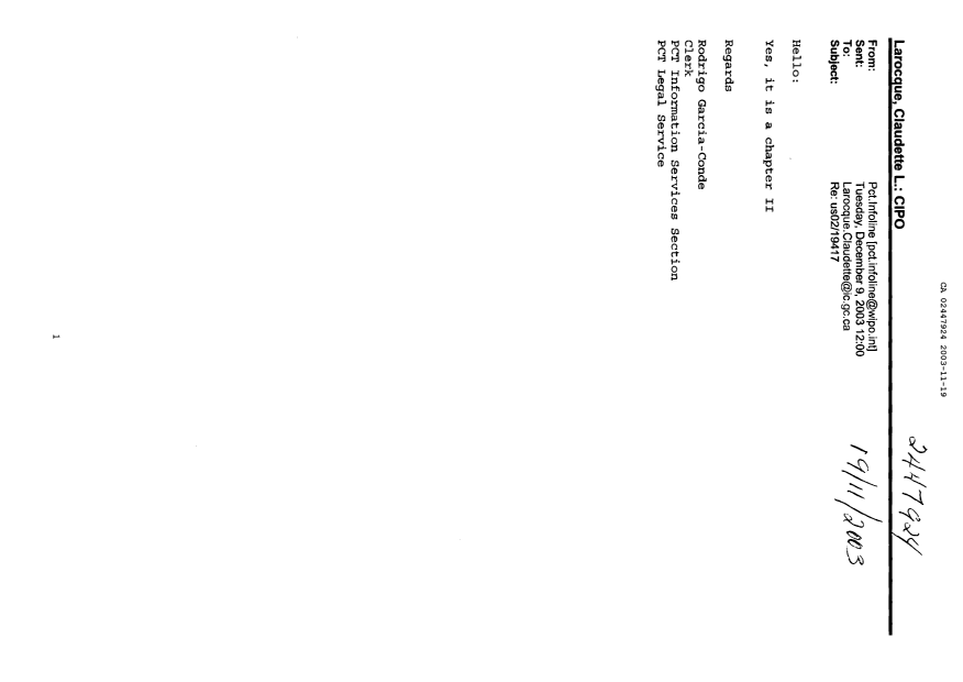Document de brevet canadien 2447924. PCT 20021219. Image 1 de 1