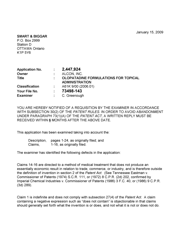 Document de brevet canadien 2447924. Poursuite-Amendment 20081215. Image 1 de 2
