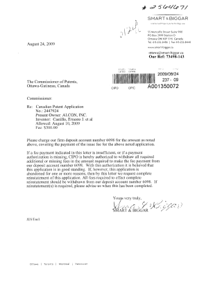 Canadian Patent Document 2447924. Correspondence 20081224. Image 1 of 1