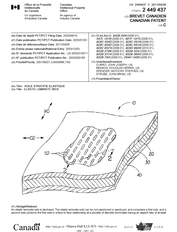 Canadian Patent Document 2449437. Cover Page 20110329. Image 1 of 2