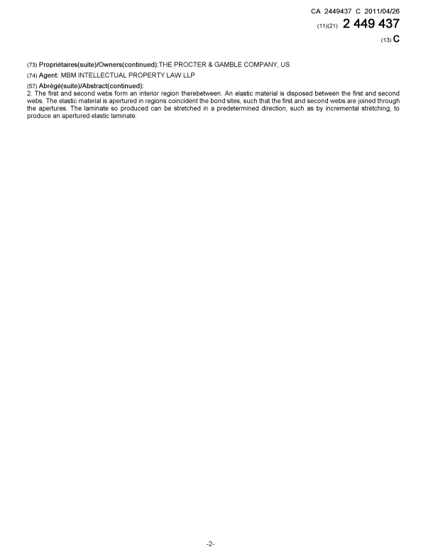 Document de brevet canadien 2449437. Page couverture 20110329. Image 2 de 2