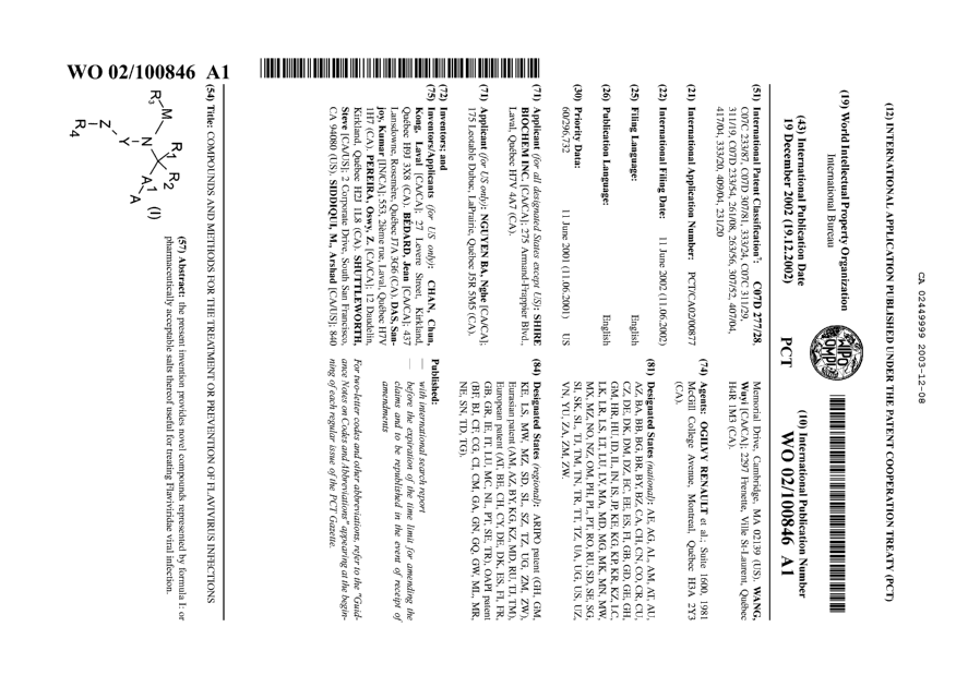 Document de brevet canadien 2449999. Abrégé 20021208. Image 1 de 1