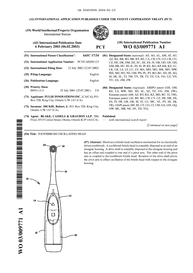 Document de brevet canadien 2453559. Abrégé 20040113. Image 1 de 2