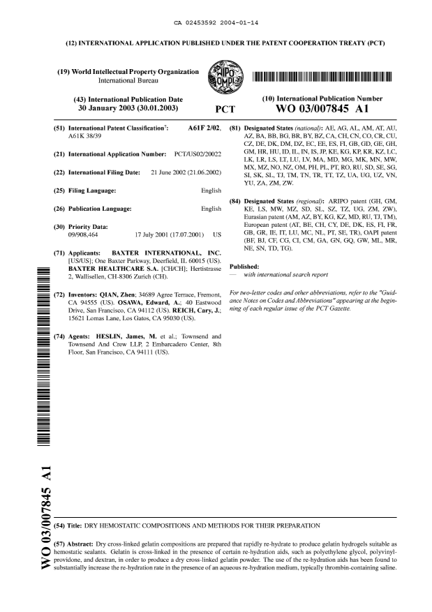 Document de brevet canadien 2453592. Abrégé 20040114. Image 1 de 1