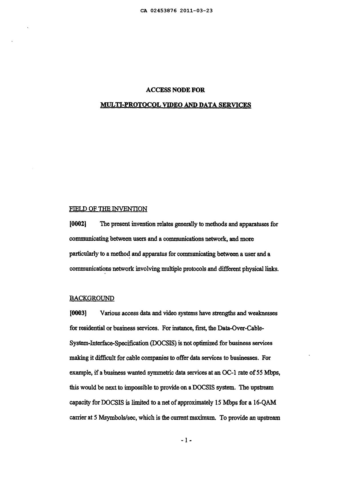 Canadian Patent Document 2453876. Description 20110323. Image 1 of 17
