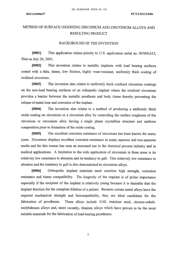 Document de brevet canadien 2454346. Description 20040116. Image 1 de 17