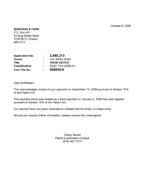 Canadian Patent Document 2455313. Correspondence 20061006. Image 1 of 1
