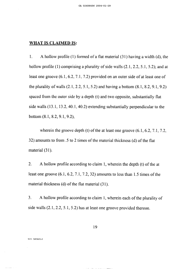 Document de brevet canadien 2456456. Revendications 20040129. Image 1 de 3