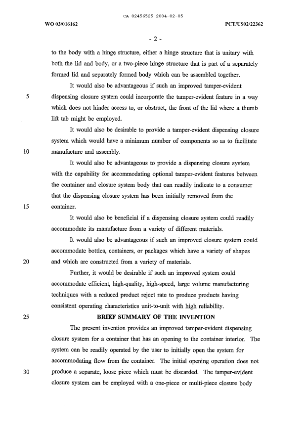 Document de brevet canadien 2456525. Description 20040205. Image 2 de 15