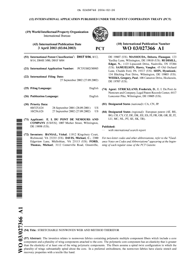 Document de brevet canadien 2458746. Abrégé 20040226. Image 1 de 1