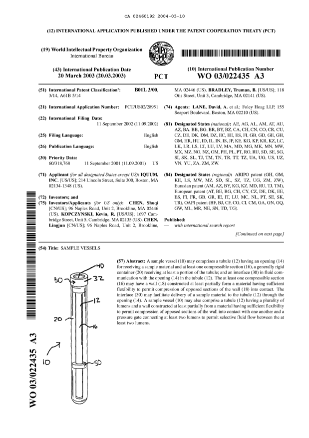 Document de brevet canadien 2460192. Abrégé 20031210. Image 1 de 2