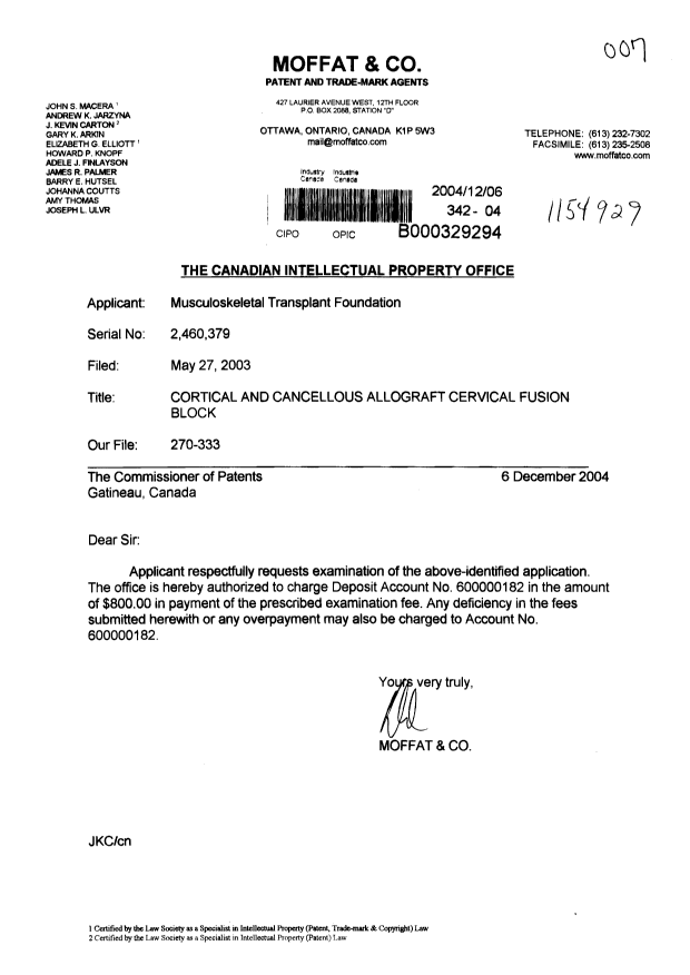 Canadian Patent Document 2460379. Prosecution-Amendment 20041206. Image 1 of 1