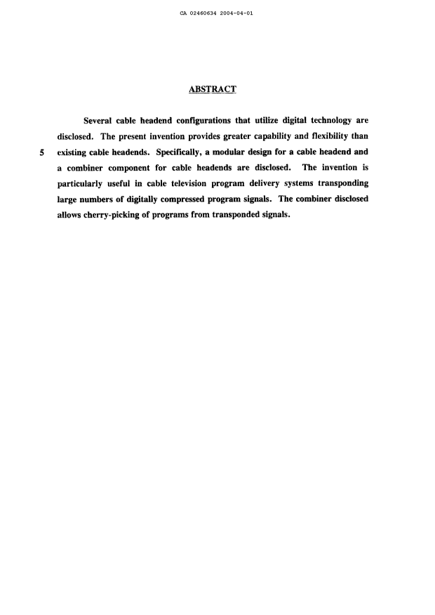 Document de brevet canadien 2460634. Abrégé 20040401. Image 1 de 1