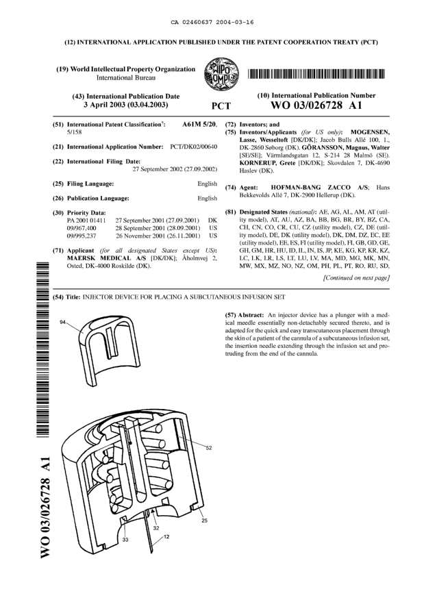 Document de brevet canadien 2460637. Abrégé 20040316. Image 1 de 2